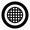 Grating grate lattice trellis net mesh BBQ grill grilling surface round shape icon in circle round black color vector