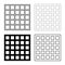 Grating grate lattice trellis net mesh BBQ grill grilling surface square shape set icon grey black color vector illustration