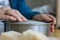 Grating italian parmesan cheese using grater