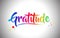 Gratitude Handwritten Word Text with Rainbow Colors and Vibrant Swoosh