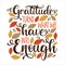 Gratitude turns what we have into enough - motivational quote with leaves.