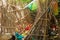 Grave of bamboo sticks in a cemetery in Terunyan village. Traditional Kuburan in Bali, Indonesia. Bodies are buried above ground.