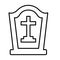 Grave, cemetery, epitaph, graveyard, stone, tomb, tombstone line icon. Outline vector.