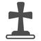 Grave cross, tombstone, halloween, cemetary solid icon, halloween concept, headstone vector sign on white background