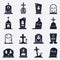 Grave icons set