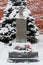 Grave of Josef Stalin in front of the Kremlin wall. Kremlin Wall Necropolis in winter in Moscow. Russia