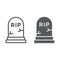 Grave line and glyph icon, gravestone and funeral, tombstone sign, vector graphics, a linear pattern on a white