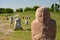 Grave markers in Burana tower archaeological site. Tokmok. Chuy Region. Kyrgyzstan