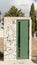 Grave monument with modern depiction of Lady Mary in Alto de Sao Joao cemetery in Lisbon