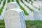 Grave stones on a peaceful cemetery.