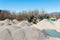 Gravel aggregate extraction. Machinery distribution and classification by size gravel.