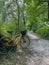 Gravel bicycle in the city park on the summer season