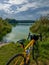 Gravel bicycle in the city park on the summer season