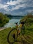 Gravel bicycle in the city park on the summer season