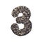 Gravel number 3 - 3d crushed rock digit - nature, environment, building materials or real estate concept