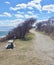 Gravel path meanders through seaside vegetation on a sunny day