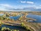 Gravel quarry and ponds aerial view