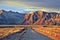 The gravel road between the endless pampas