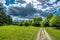 Gravel Road Through Sunlit Landscape in Austria