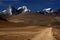 The gravel road in the Tibetan plateau