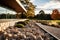 Gravel terrace in the modern house. Modern garden architecture. Generative AI