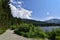 A gravel trail around the Lost Lake in Whistler, Canada, great place for swimming, fishing, floating, hiking and biking