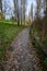 Gravel walking trail in Luther Burbank Park on Mercer Island, WA, winter recreation on a cold sunny day