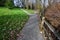 Gravel walking trail in Luther Burbank Park on Mercer Island, WA, winter recreation on a cold sunny day