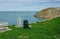 Graves on cliff edge. Final resting place with a sea view.