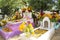 Graves decorated with flowers