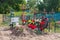 Graves, flowers, wreaths and crosses in cemetery