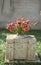 Gravestone with flowers