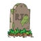 Gravestone with the inscription RIP. Sloping tombstone. Vector illustration