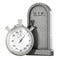 Gravestone with stopwatch, 3D rendering