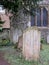 Gravestones in the cemetery at the historic Church of St Mary in Harmondsworth, west London, UK