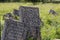 Gravestones at old jewish cemetery in Sataniv, Ukraine.