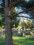 Gravestones in Paines Lane Cemetery, Pinner, with graves dating from Victorian times, located Paines Lane, Pinner, Middlesex, UK.