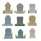 Gravestones set. Old Tomb Collection. Ancient RIP. Grave on whit