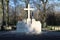 Gravestones and statues on the military field of honour at the Grebberberg in the Netherlands,