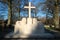 Gravestones and statues on the military field of honour at the Grebberberg in the Netherlands, where lof of solders felt in 5 days