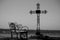 Graveyard cross in silhouette