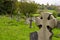 Graveyard full of old grey tombstones