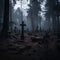 a graveyard with many crosses in the middle of the forest