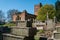 Graveyard and ruins of the partially demolished 17th century St. John the Evangelist`s Church in Stanmore, Middlesex UK