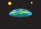 Gravitation on Flat planet Earth concept illustration with and arrows