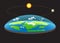 Gravitation on Flat planet Earth concept illustration with and arrows that shows how force of gravity