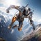 Gravity Guardian - Mountain Climber with Futuristic Exoskeleton Suit