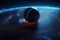 Gravity planet earth, gravitational waves concept. Physical and technology background. Design with gravity grid and