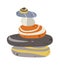 Gravity stacked rock sculptures flat illustration Stones with pattern