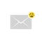 Gray angry message letter icon with emoji
